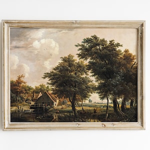 Cottage Landscape, Rural Painting, Country Landscape, Farmhouse Decor, Mailed Print / P229