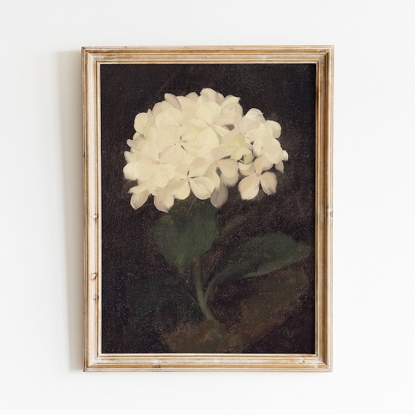 White Hydrangea Painting, Valentine Gift, Flowers Print, Canvas Print, Flowers Still Life / P882
