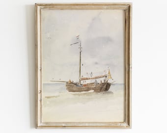 Sailboat Painting, Coastal Prin, Seascape Painting, Beach House Decor, Mailed Print / P521