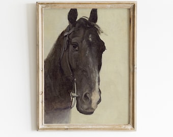 Horse Portrait, Horse Painting, Equestrian Painting, Horse Vintage Print, Horse Lover Gift / P168
