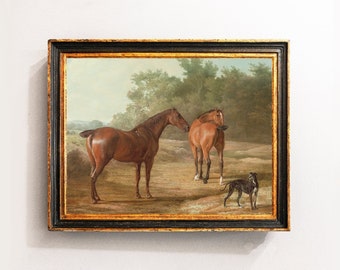 Horses Print, Horses Portrait, Equestrian Painting, Equestrian Print, Animal Oil Paintings / P744