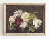 Roses Painting, Flowers Still Life, Vintage Flower Print, Vintage Painting, Antique Botanical P611