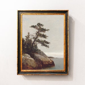 Coastal Landscape, Seascape Painting, Seashore Landscape, Vintage Painting / P602