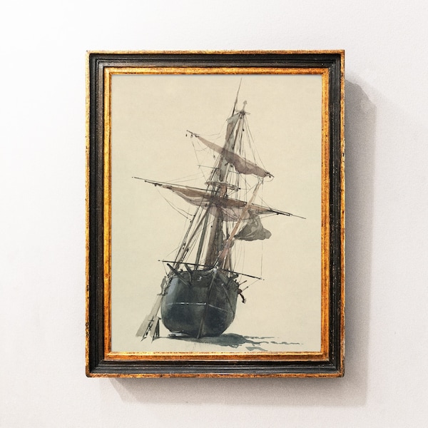 Sailing Ship Print, Schooner Painting, Coastal Decor, Sailboat Watercolor, Sailing Ship Art / P884