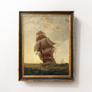Sailing Ship Painting, Seascape Print, Coastal Decor, Seascape Oil Painting / P673