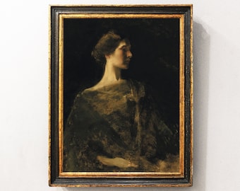 Vintage Woman Portrait, Woman Painting, Female Painting, Oil Portrait, Vintage Art / P491