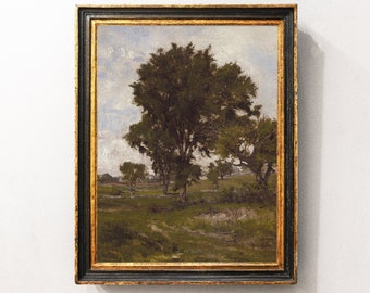 Trees Landscape, Country Landscape, Cottage Painting, Farmhouse Decor, Vintage Print / P510