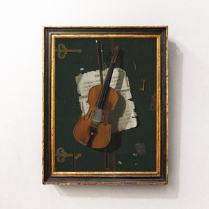 Violin Painting, Violin Still Life, Musician Print, Still Life Painting, Gift for Musician, Vintage Art / P227 image 1