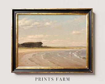 Vintage Coastal Print, Seascape Painting, Beach Decor / P257