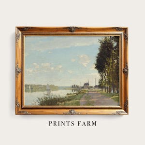 Riverside Landscape Print, Cottagecore Wall Art / P323