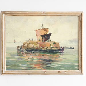Sailboat Watercolor, Seascape Painting, Coastal Watercolor, Coastal Decor / P716
