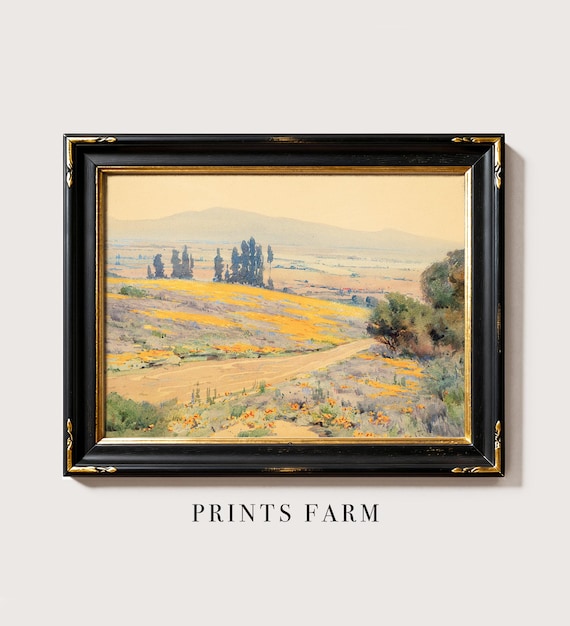 Meadow Painting, Flower Field Print, French Cottage Decor / P365