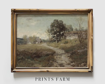 Vintage Country Landscape, Rustic Countryside Print / P22