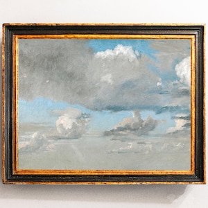 Dark Moody Cloud Print, Vintage Night Sky Wall Art, Minimalist Oil Painting, Cottagecore Decor / P919
