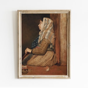 Old Woman Portrait, Woman Portrait, Vintage Painting, Vintage Print, Home Decor, Wall Art / P172