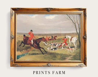 Fox Hunt Art Print, Equestrian Decor / P326