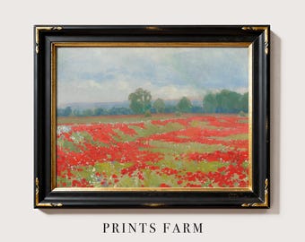 Country Landscape Print, Wildflower Field Art, Farmhouse Decor / P177