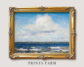 Impression paysage marin côtier, peinture paysage de plage, décor nautique / P690