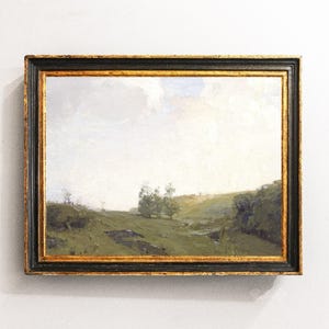 Meadow Landscape Painting, Farmhouse Country Decor Print / P508