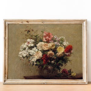 Roses Still Life, Flowers Painting, Vintage Floral Art, Kitchen Decor, Mailed Print / P14