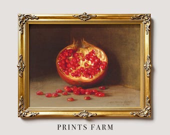 Vintage Pomegranate Print, Fruit Painting, Kitchen Wall Art / P949