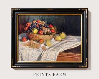 Apple Painting, Vintage Still Life Art, Country Kitchen Print / P723