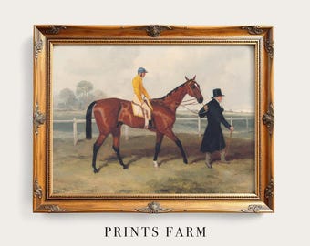 Vintage Horse Painting, Equestrian Print, Farmhouse Wall Art / P872