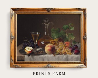 Peaches Still Life Print, Rustic Kitchen Decor / P167