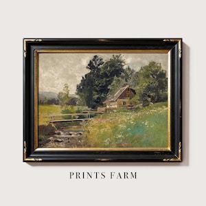 Vintage Farmhouse Painting, Cottagecore Decor / P254