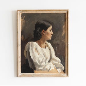 Italian Woman Portrait, Woman Art Print , Female Oil Portrait, Antique Art Print, Vintage Decor / P905