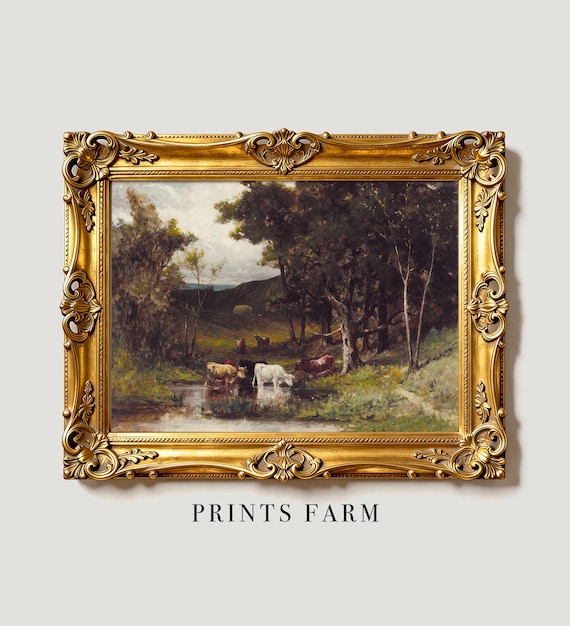 Cow Painting, Rustic Farmhouse Art, Country Home Decor / P101