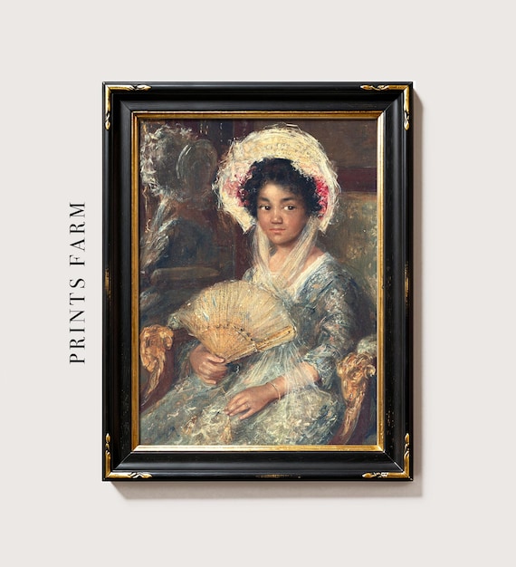 African Lady Print, Black Woman Painting, Moody Female Decor / P687