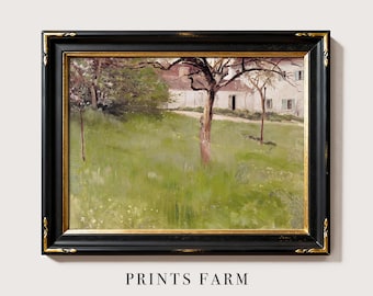 Farmhouse Art Print, Cottage Landscape, Countryside Decor / P492