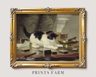 Vintage Cat Print, Pet Portrait, Animal Wall Art / P497