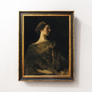 Vintage Woman Portrait, Woman Painting, Female Painting, Oil Portrait, Vintage Art / P491