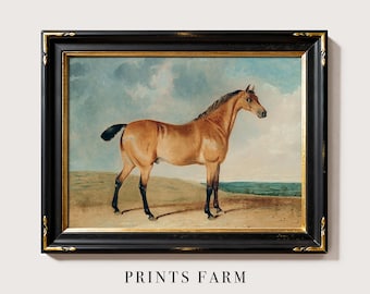 Vintage Horse Print, Equestrian Painting, Farmhouse Decor