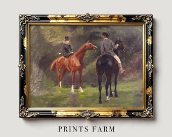 Equestrian Art Print, Horses Painting, Farmhouse Decor / P581