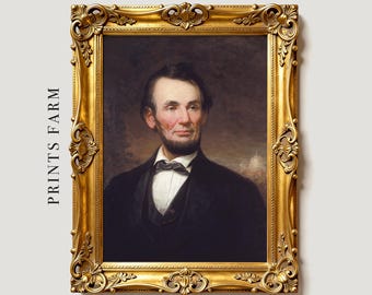 Abraham Lincoln Portrait Print, Vintage American President Art / P649