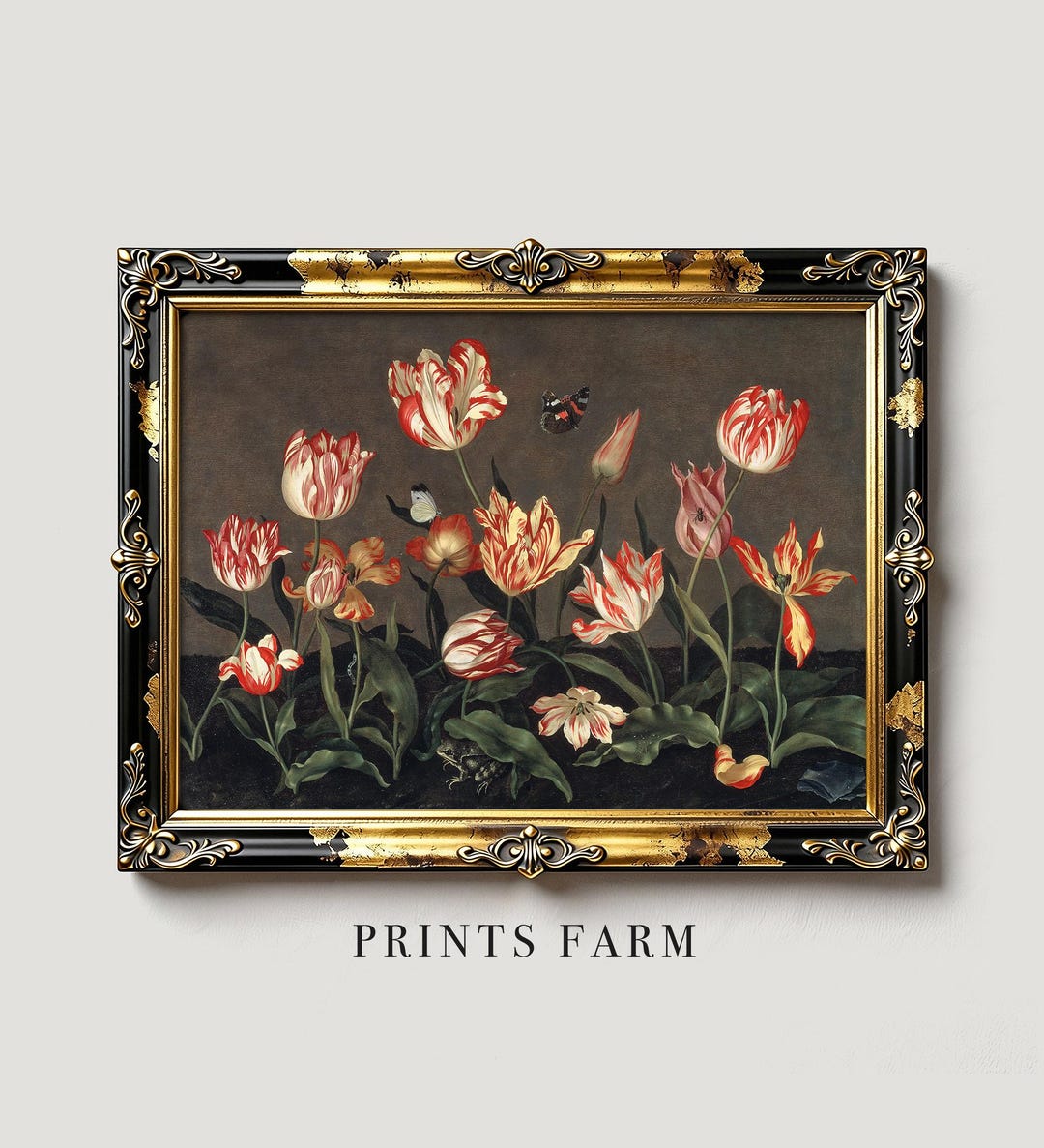 Tulip Art Print, Antique Floral Still Life Painting, Flower Wall Decor ...