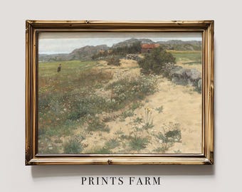 Cottage Landscape Print, Countryside Decor / P376