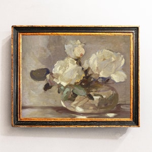 Roses Still Life, Flowers Painting, Farmhouse Decor, Roses Painting, Botanical Wall Art / P853