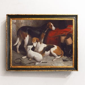 Dogs Painting, Dog Vintage Print, Antique Painting, Animal Wall Art, Vintage Print / P314