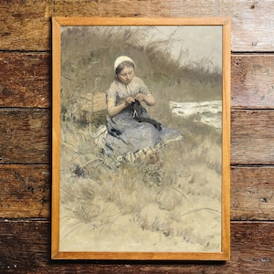 Girl Portrait, Woman Painting, Woman Portrait, Antique Painting, Farmhouse Decor / P60