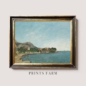 Vintage Seascape Painting, Bay Landscape, Coastal Decor / P634