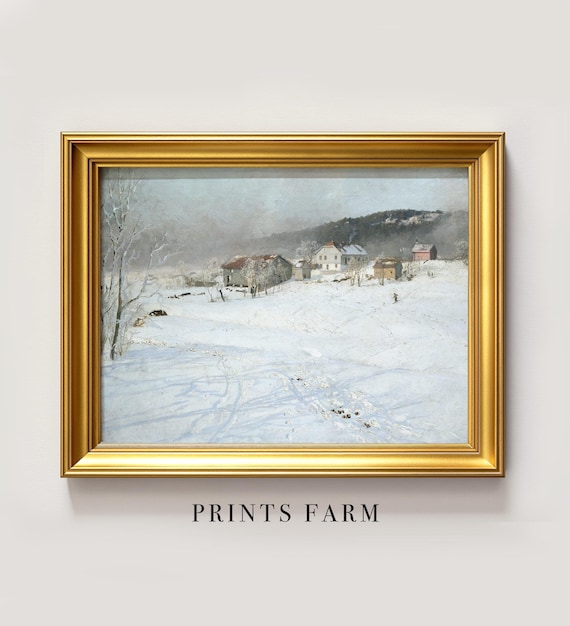 Vintage Winter Print, Christmas Wall Art, Cottage Core Decor / P303