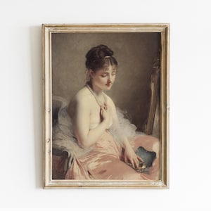 Woman Portrait, Victorian Portrait, Vintage Painting, Vintage Print, Wall Art / P348