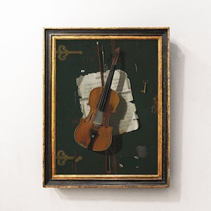 Violin Painting, Violin Still Life, Musician Print, Still Life Painting, Gift for Musician, Vintage Art / P227