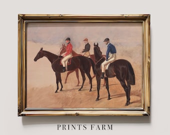 Vintage Horses Painting, Equestrian Decor / P420