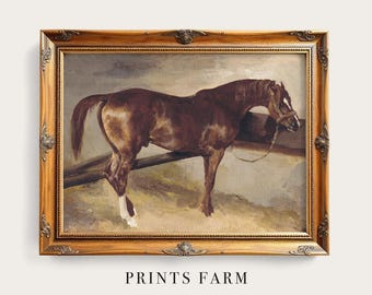 Vintage Horse Painting, Equestrian Art, Farmhouse Decor / P938