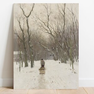 Impresión invernal, pintura de paisaje nevado, arte mural navideño / P136 imagen 8